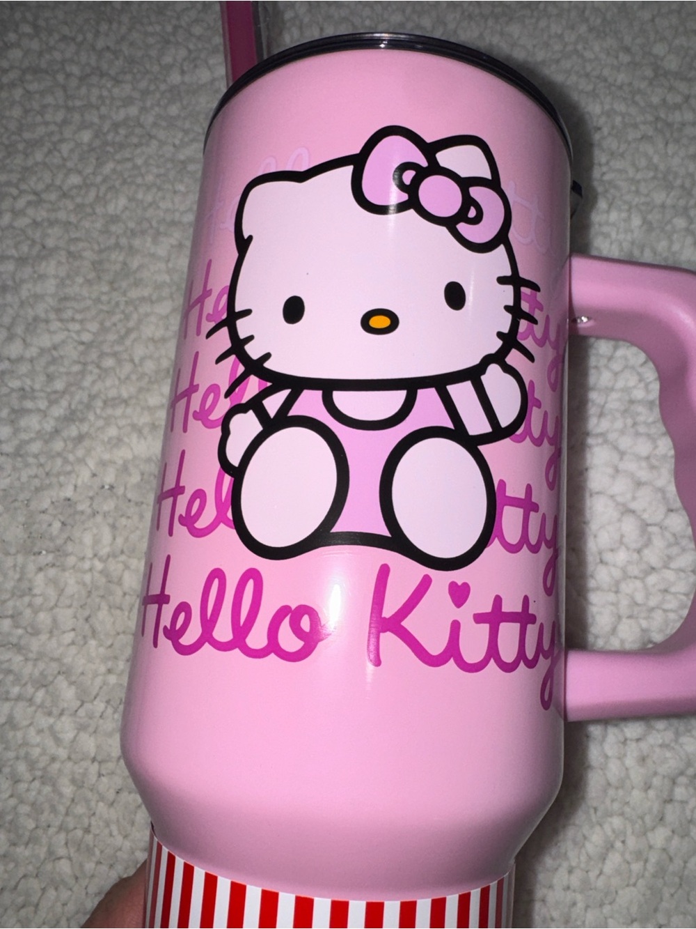 Hello Kitty- NWT  Pink Insulated Stainless Steel Tumbler with Handle and Straw - Picture 3 of 14